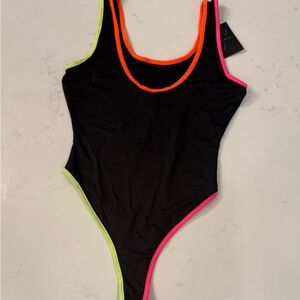 Neon Trim Black Swimsuit
